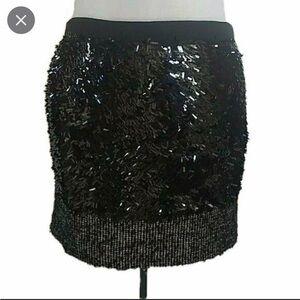 J. Crew Collection Black Sequin Tweed Trim Mini Skirt Size 0 Formal